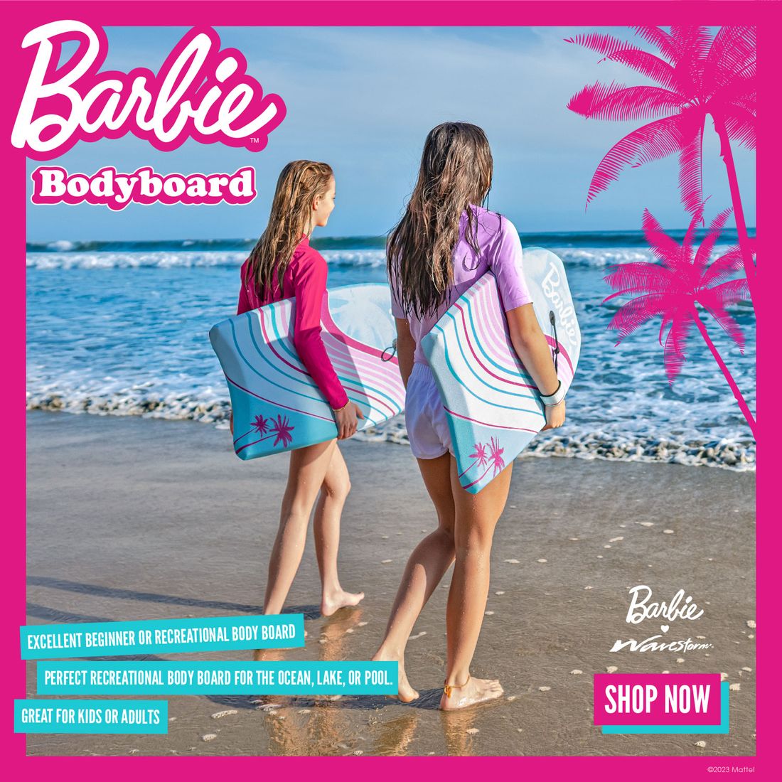 Barbie Signature 36in Bodyboard by Wavestorm in use