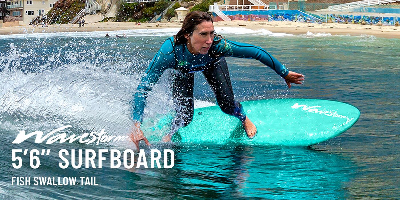 Wavestorm 5'6" Fish Swallow Tail Surfboard in use