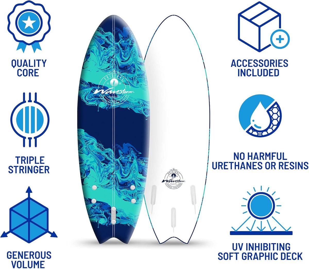 Wavestorm 5'6" Fish Swallow Tail Surfboard — view 4