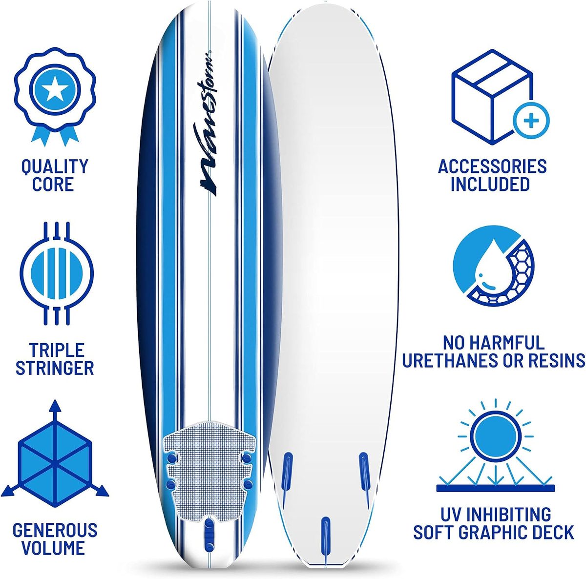 Wavestorm 7ft Classic Soft Top Surfboard — view 4