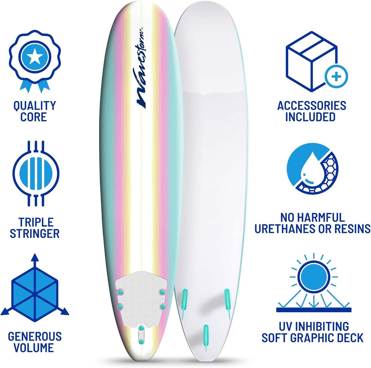 Wavestorm 8ft Classic Soft Top Surfboard — view 4