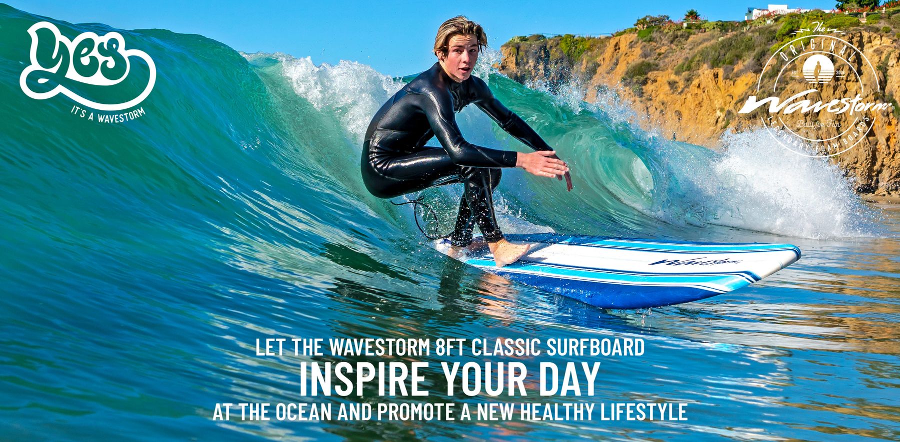 Yes — it’s a Wavestorm. Let the 8ft Classic surfboard inspire your day at the ocean